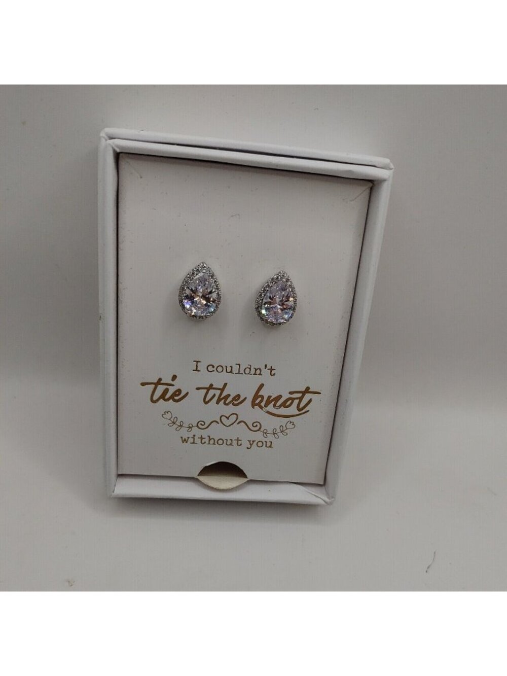 Pierced Earrings New In Box Silver Tone Colorless Rhinestones #1